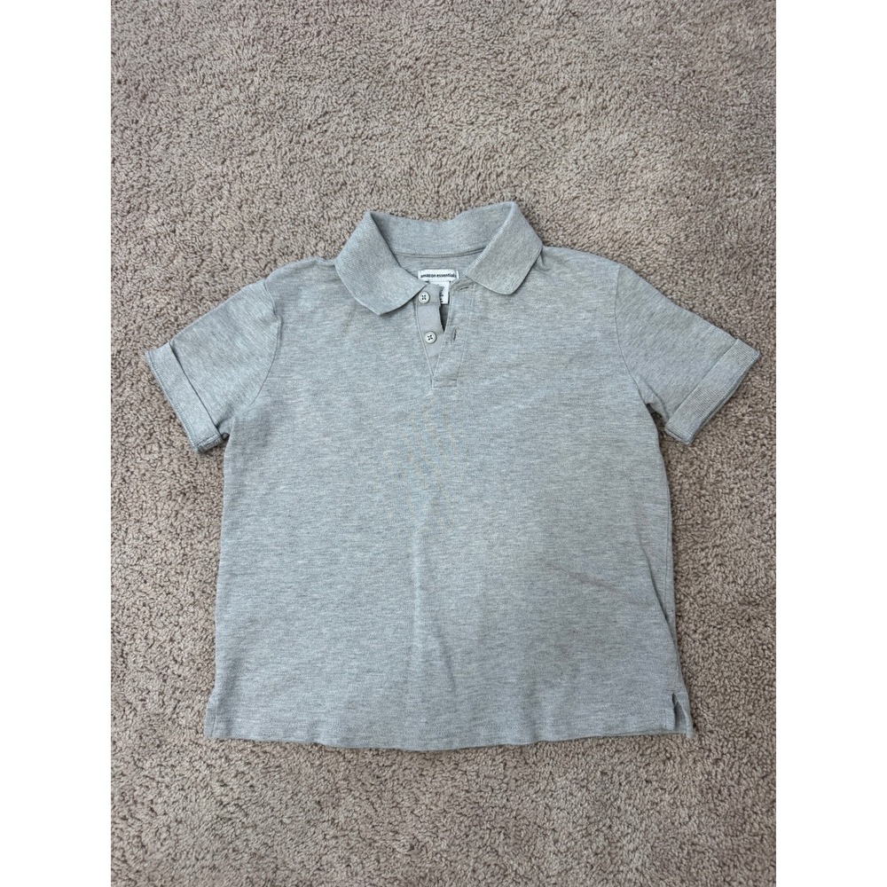 Amazon Essentials Kids Heather Grey Short Sleeve Polo Shirt‎ Size M 8 Years
